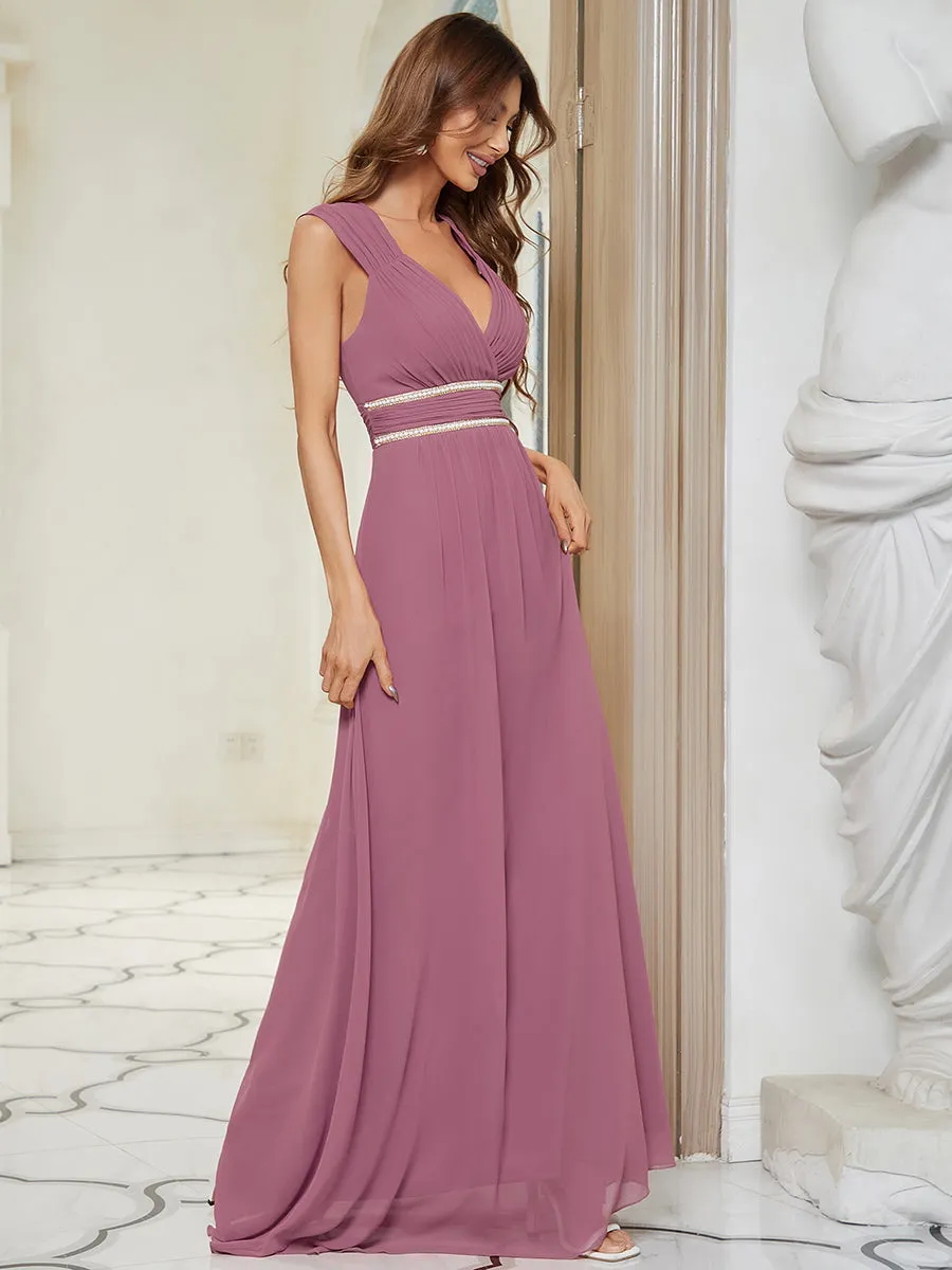 EMMA RUCHED V-NECK BRIDESMAID DRESS