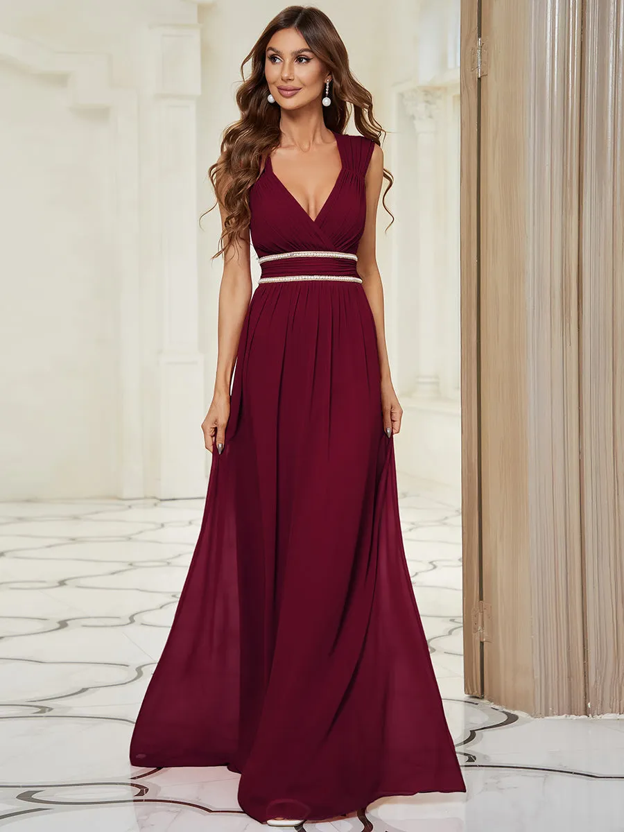 EMMA RUCHED V-NECK BRIDESMAID DRESS