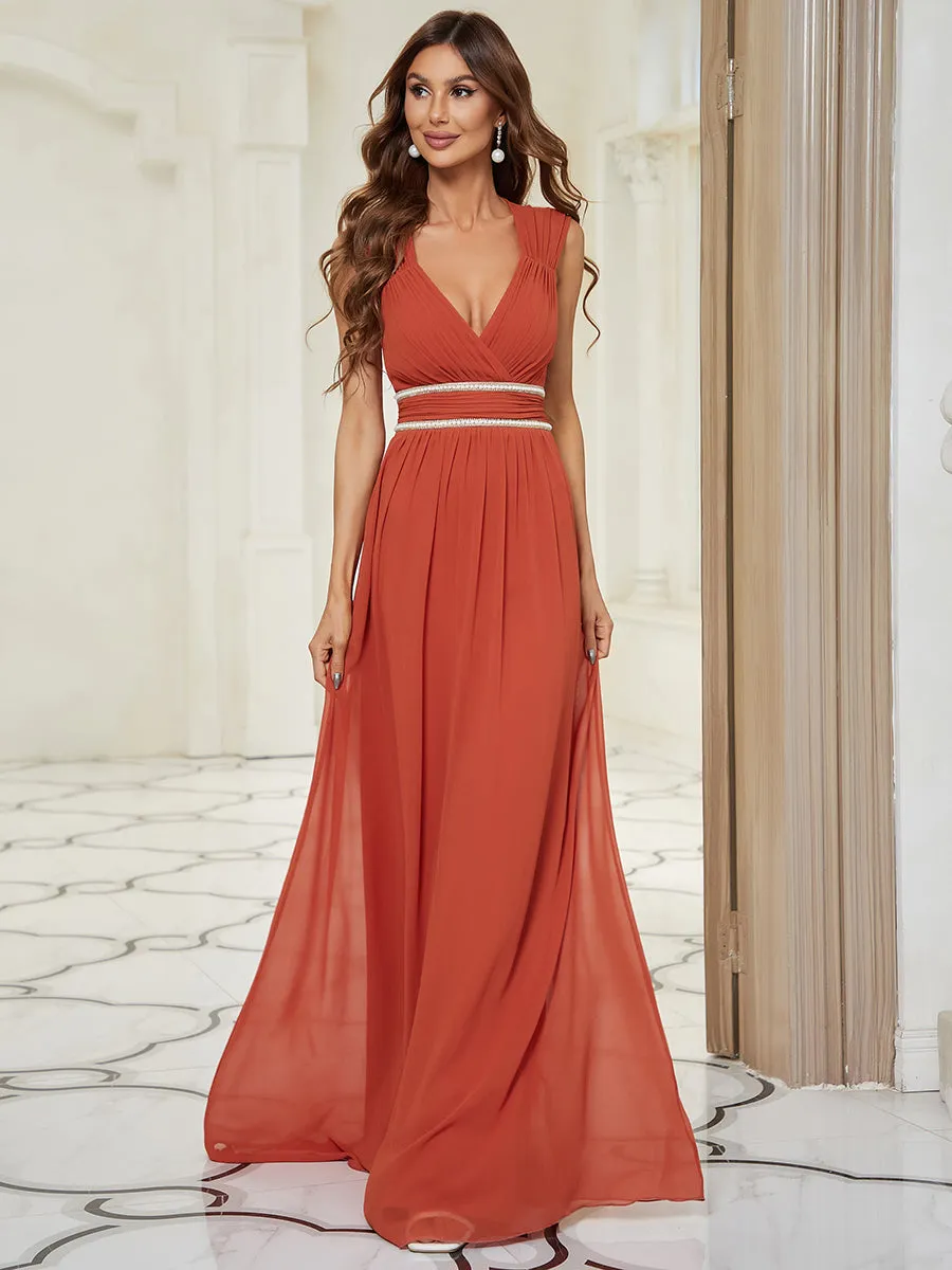 EMMA RUCHED V-NECK BRIDESMAID DRESS