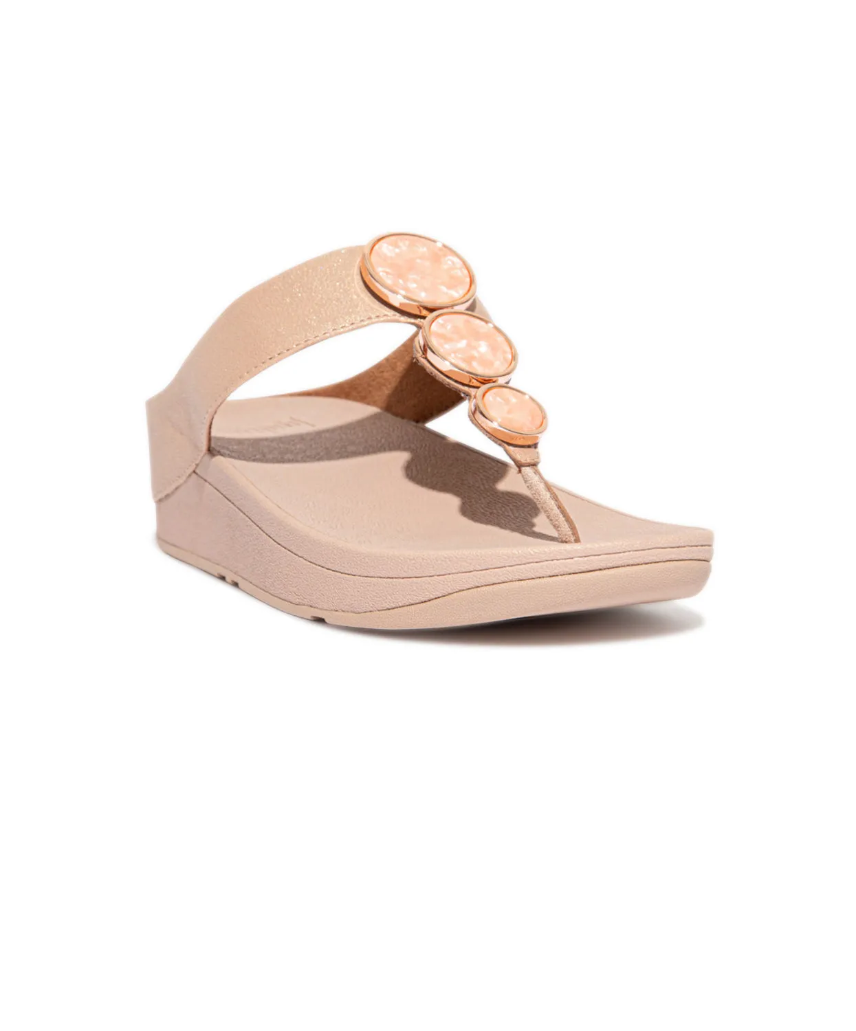 FitFlop Halo Shimmer Toe Post Sandals Cream