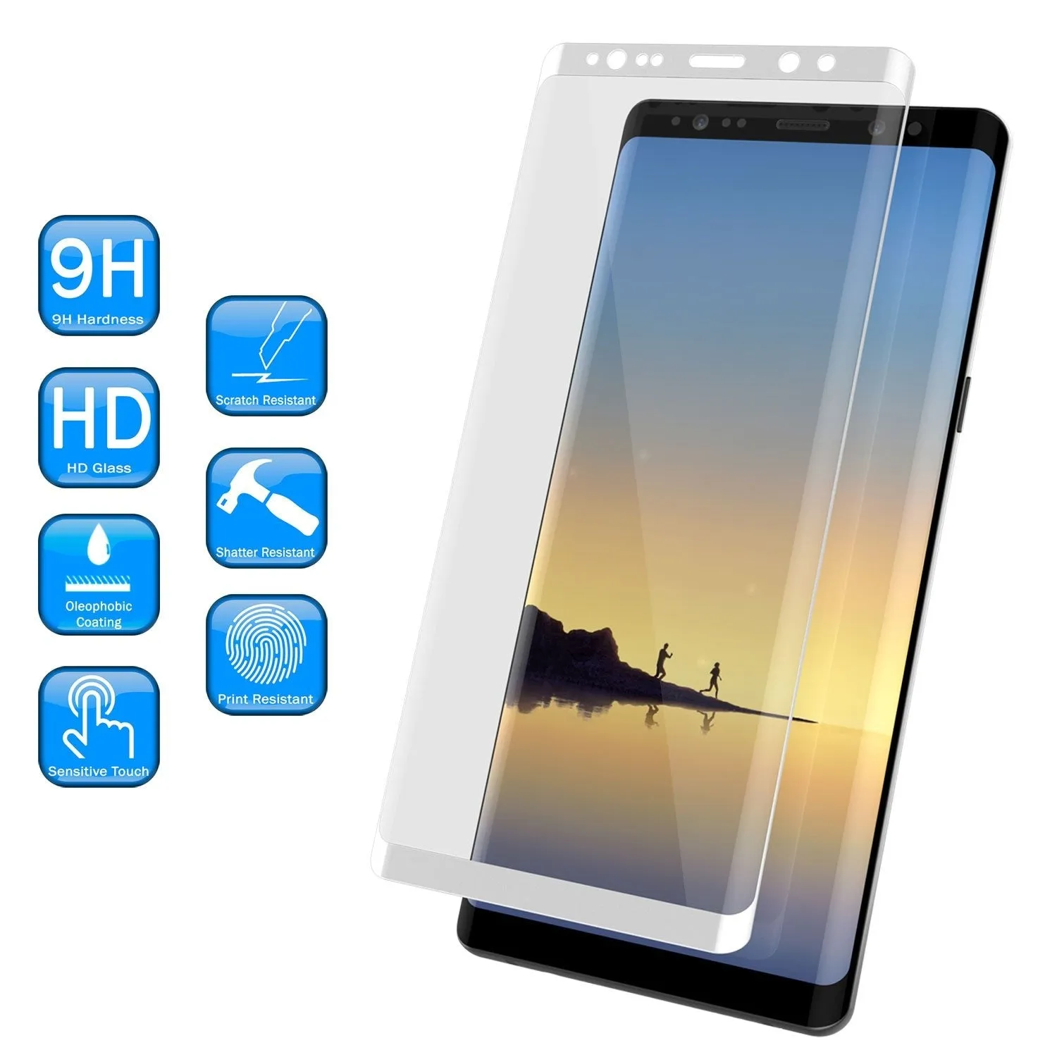 Galaxy Note 8  Black Punkcase Glass SHIELD Tempered Glass Screen Protector 0.33mm Thick 9H Glass