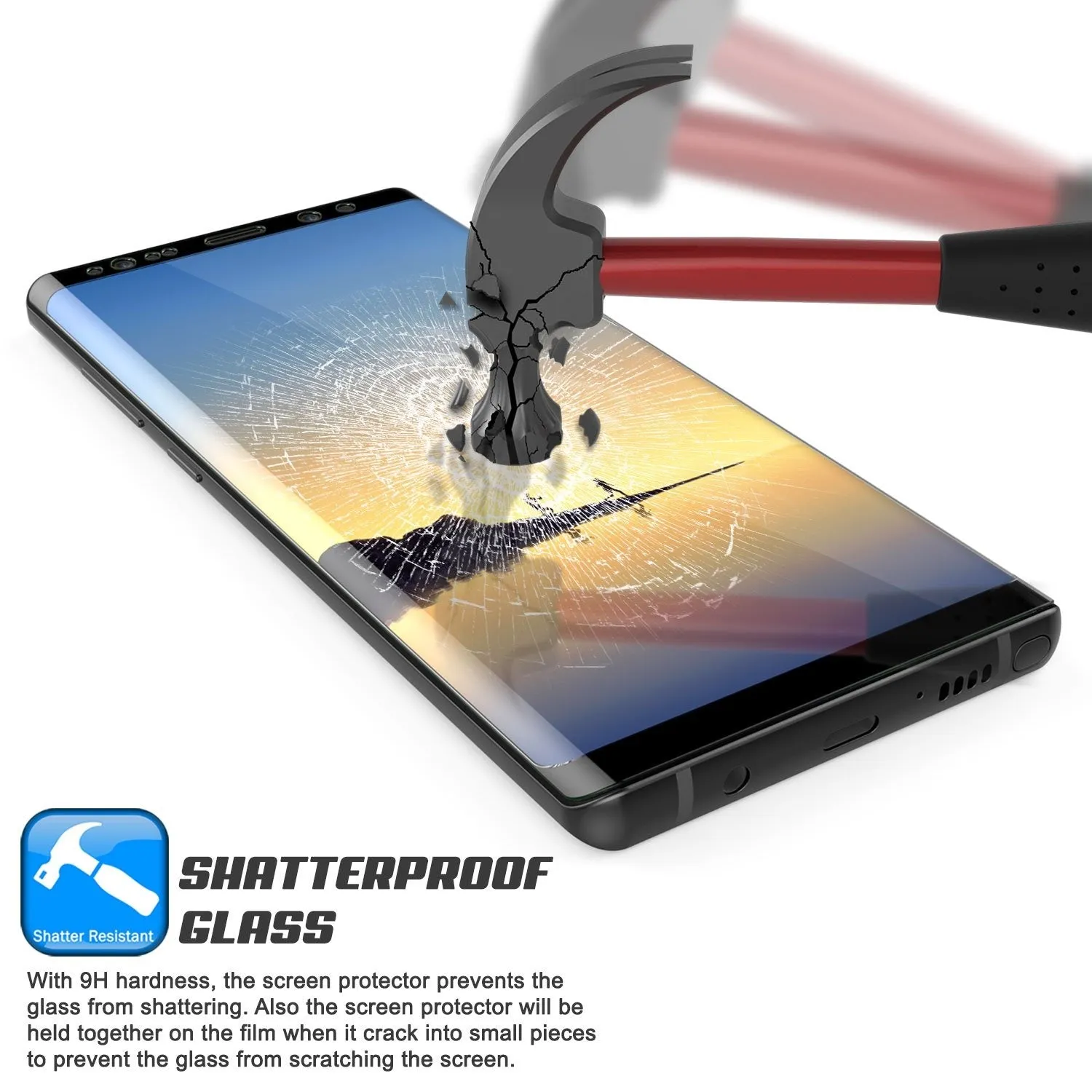 Galaxy Note 8  Black Punkcase Glass SHIELD Tempered Glass Screen Protector 0.33mm Thick 9H Glass