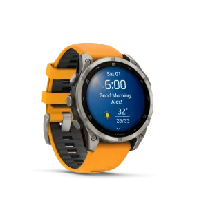 Garmin Fenix 8, 47mm, AMOLED, Sapphire, Titanium and Graphite with Spark Orange and Graphite Band