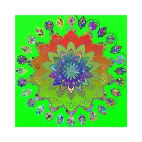 Green Hand-Drawn Mandala Poster - Square Matte Paper Design