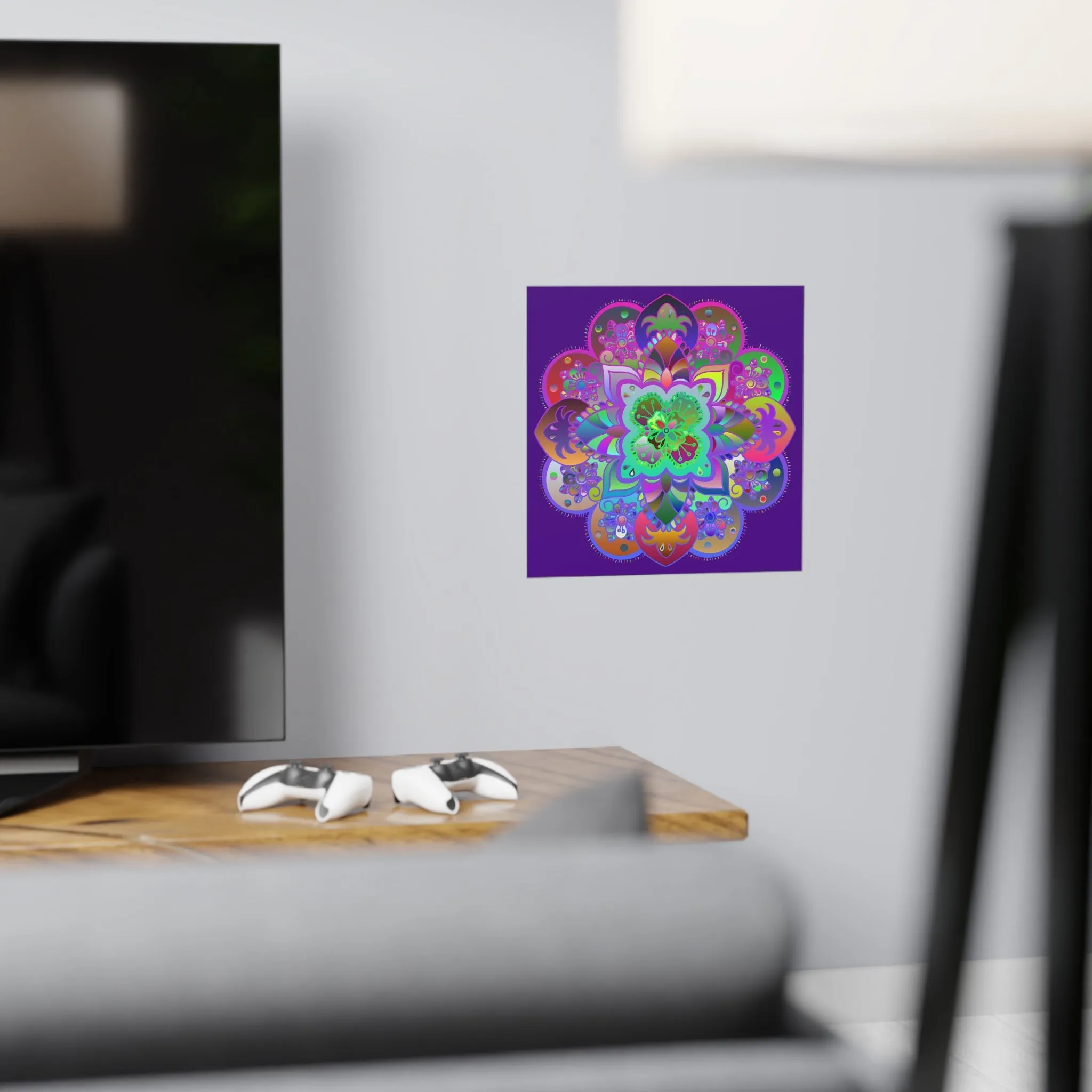 Hand-Drawn Mandala Art Poster - Dark Purple