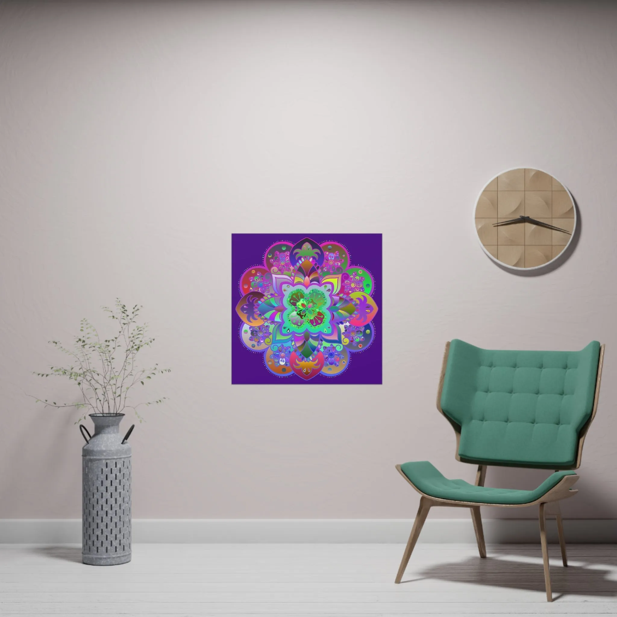 Hand-Drawn Mandala Art Poster - Dark Purple