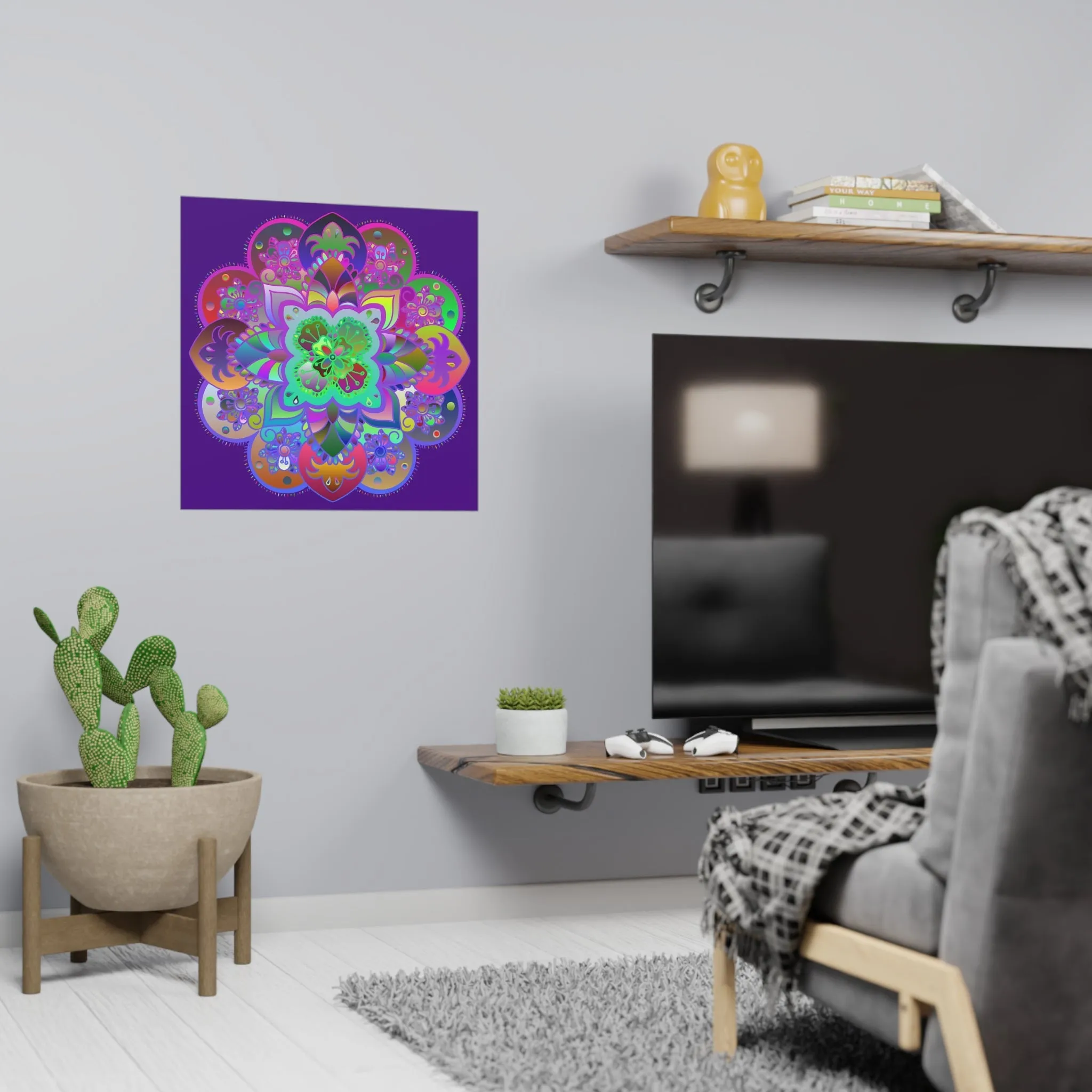 Hand-Drawn Mandala Art Poster - Dark Purple