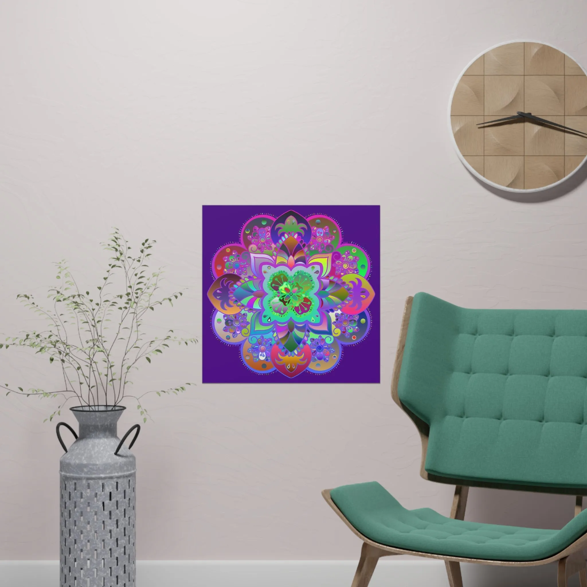 Hand-Drawn Mandala Art Poster - Dark Purple