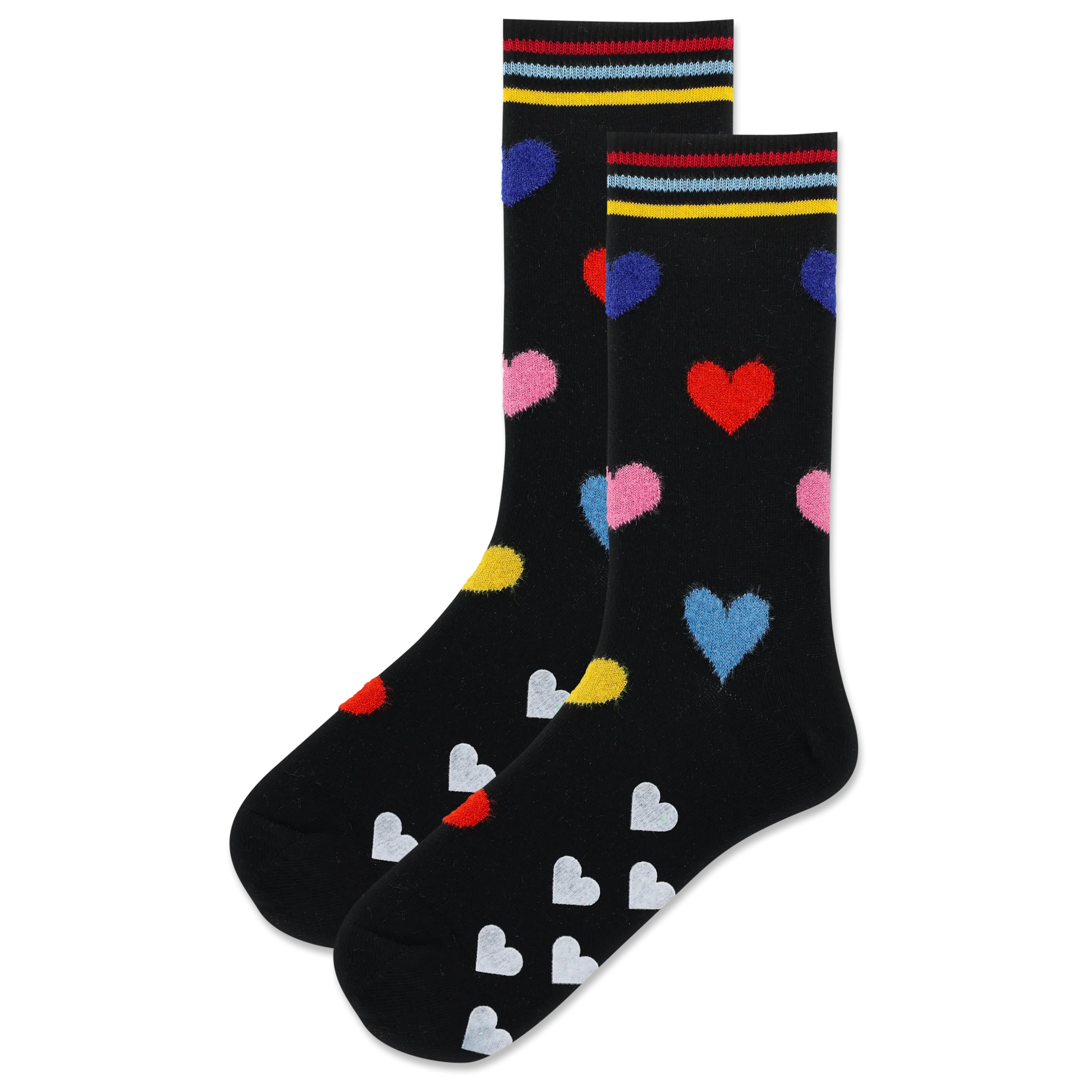 HOTSOX Women's Fuzzy Hearts Non-Skid Crew Sock