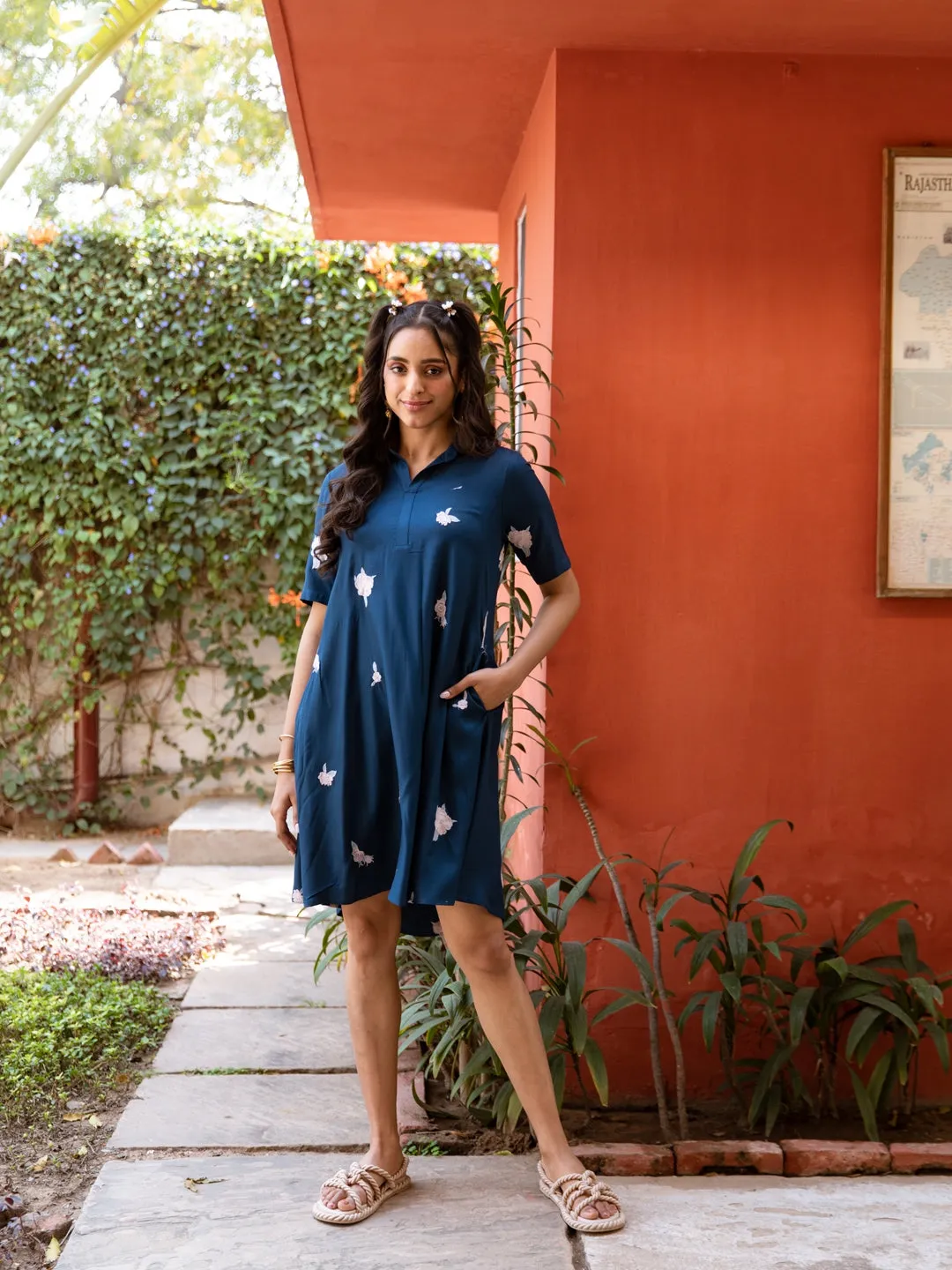 Jinisha Navy Cute Cotton Dress