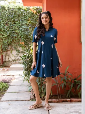 Jinisha Navy Cute Cotton Dress