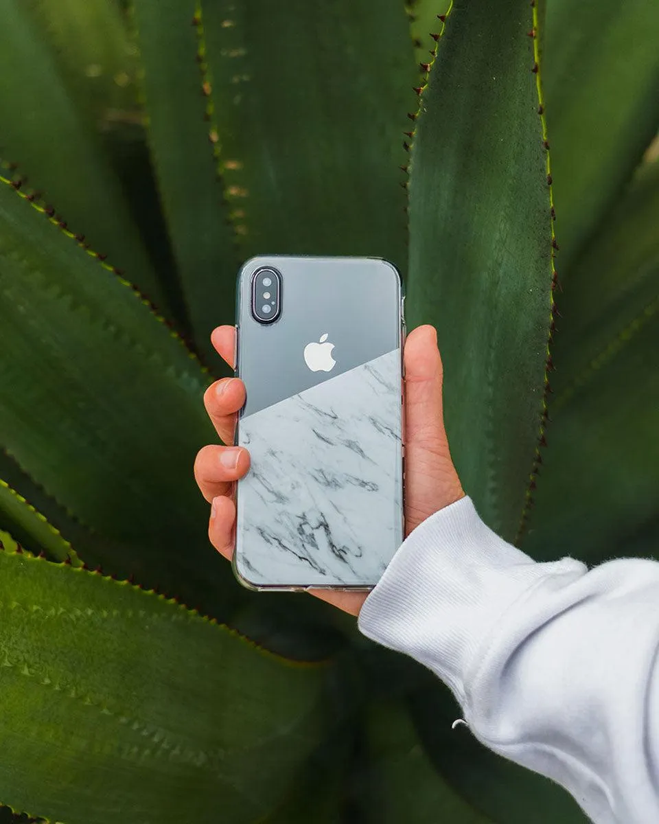 Let's Split | Half White Clear Marble Case