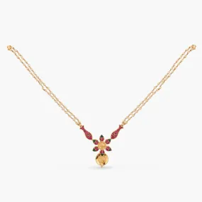 Matsya Pearl String Floral Silver Necklace