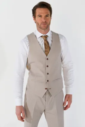 Mayfair - Men's Beige Birdseye Waistcoat