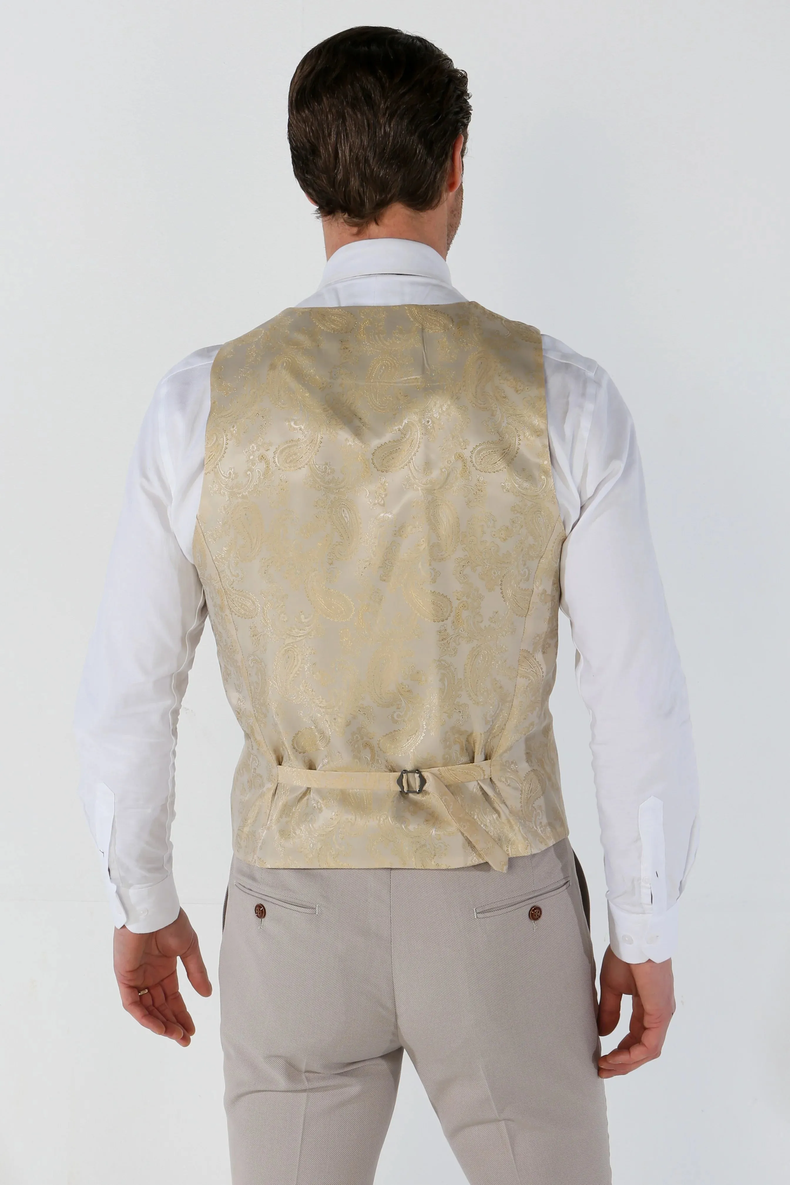 Mayfair - Men's Beige Birdseye Waistcoat