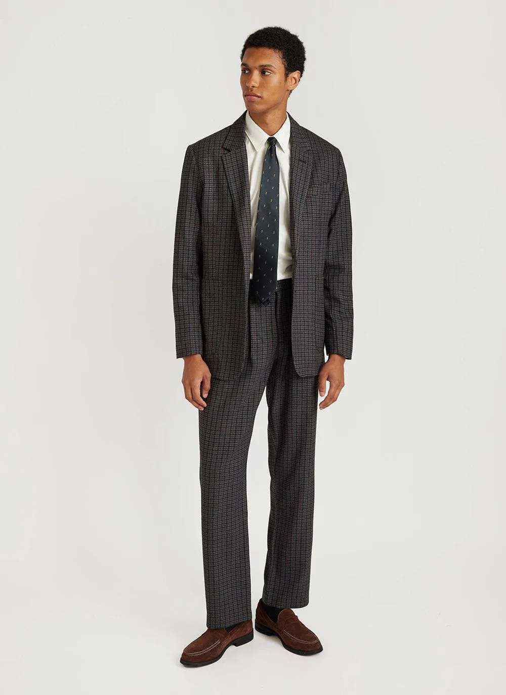 Mini Check Tailored Blazer | Grey