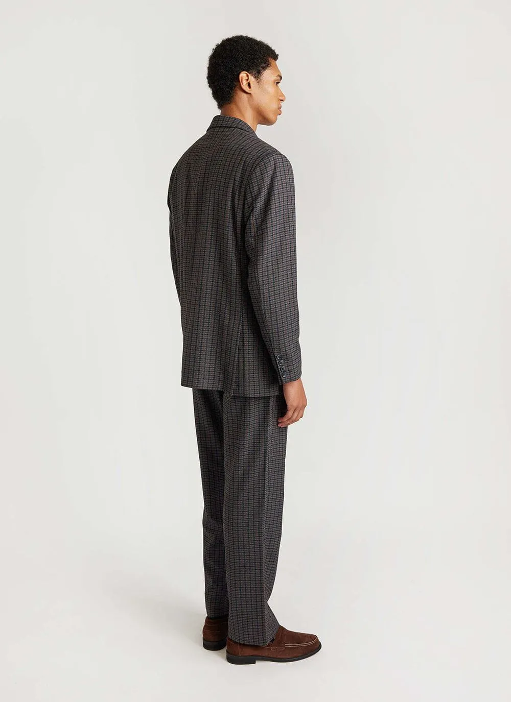 Mini Check Tailored Blazer | Grey