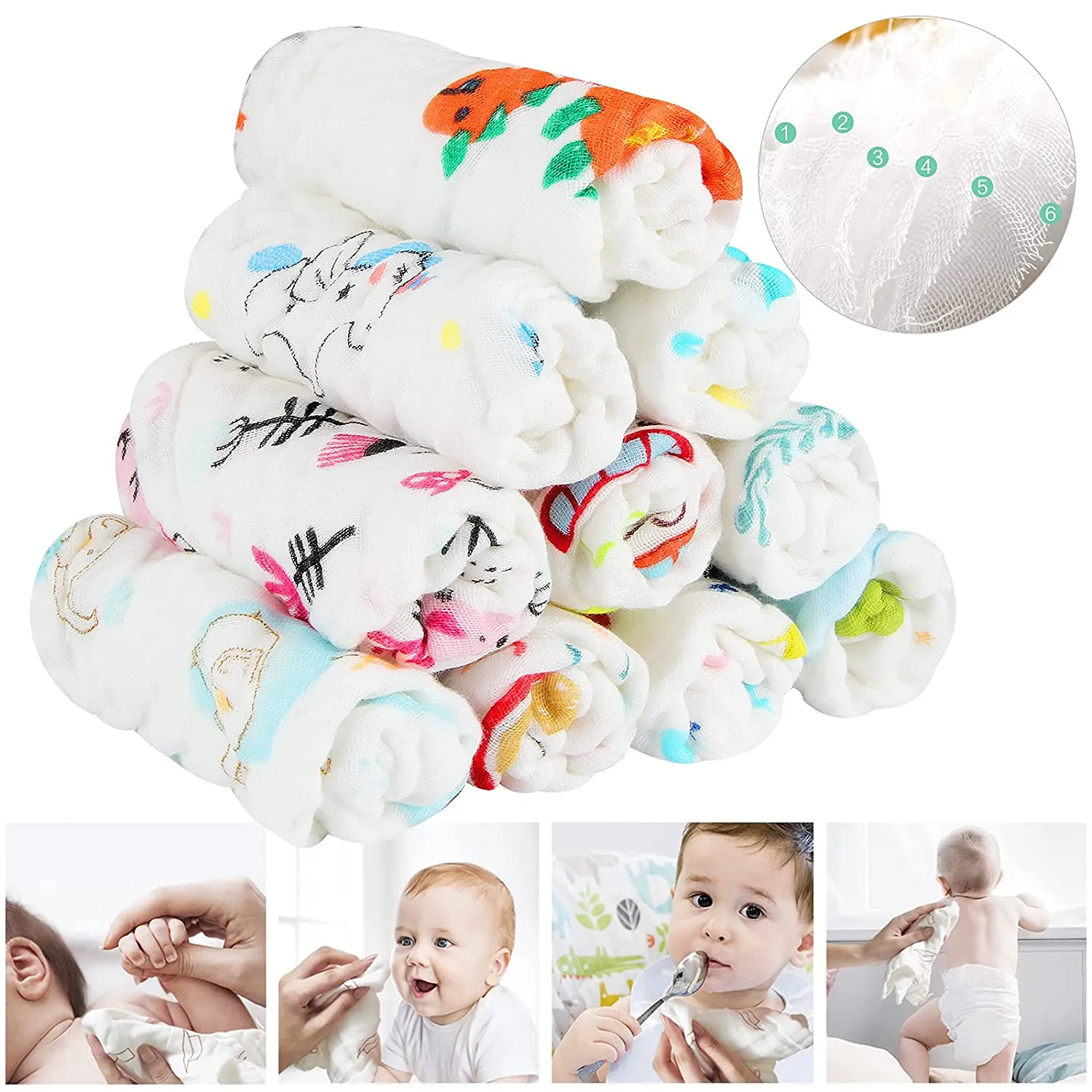 Moms Home supersoft Baby Organic cotton Muslin 10 pieces gift set