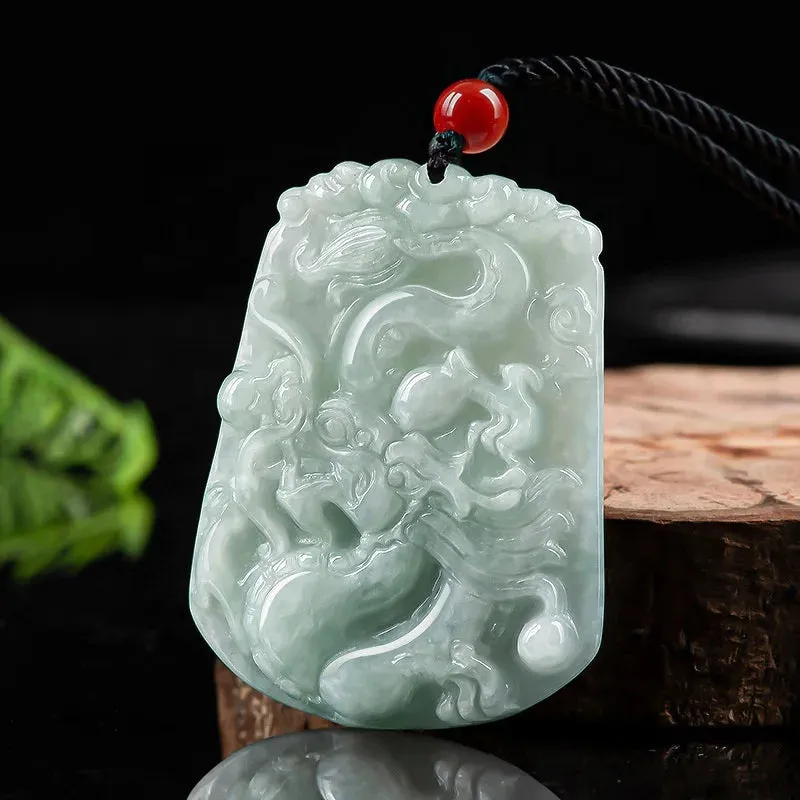 Natural Myanmar Jadeite Long pai pendant