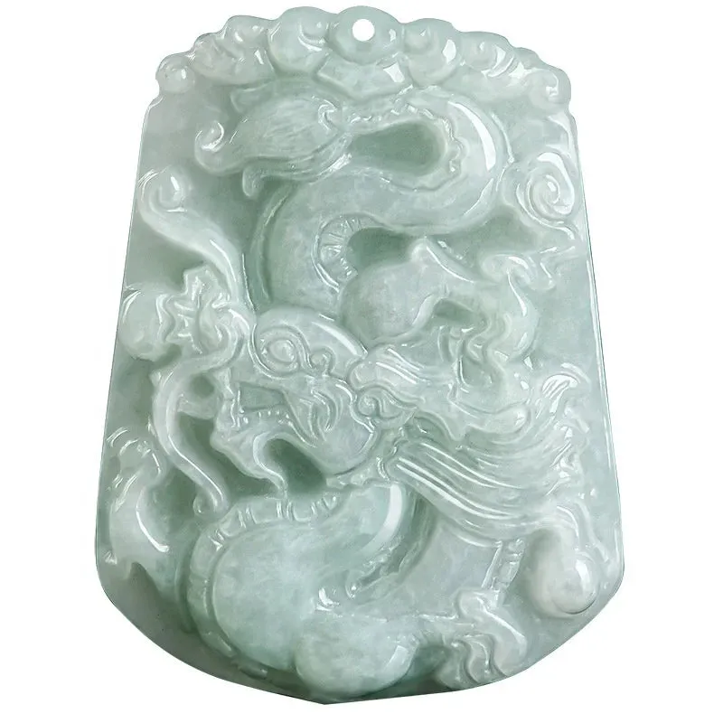 Natural Myanmar Jadeite Long pai pendant