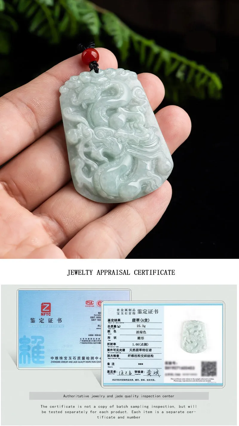 Natural Myanmar Jadeite Long pai pendant