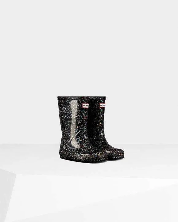 Original Kids First Giant Glitter Black Rain Boots