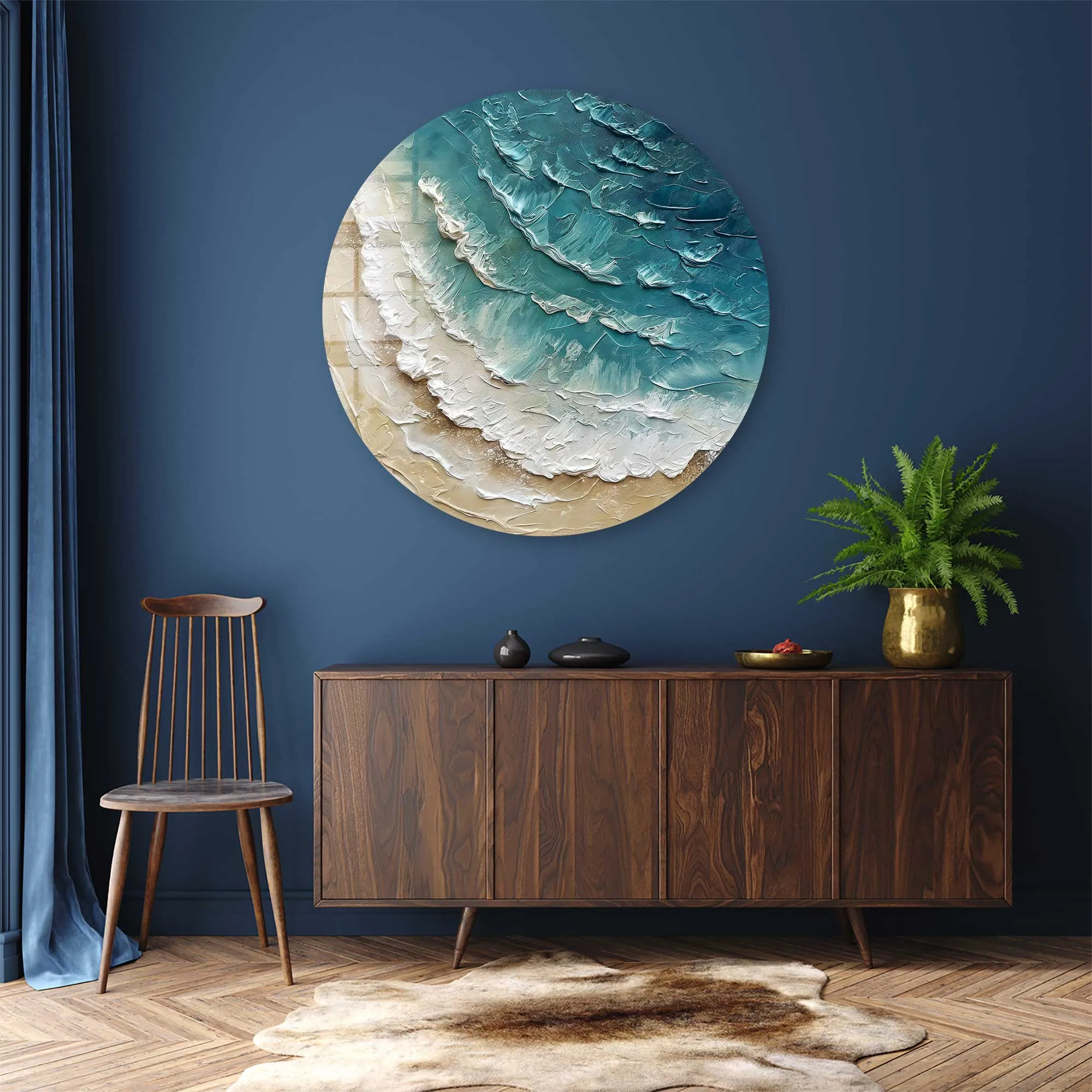 Painting Waves - Rounded Glass Wall Art