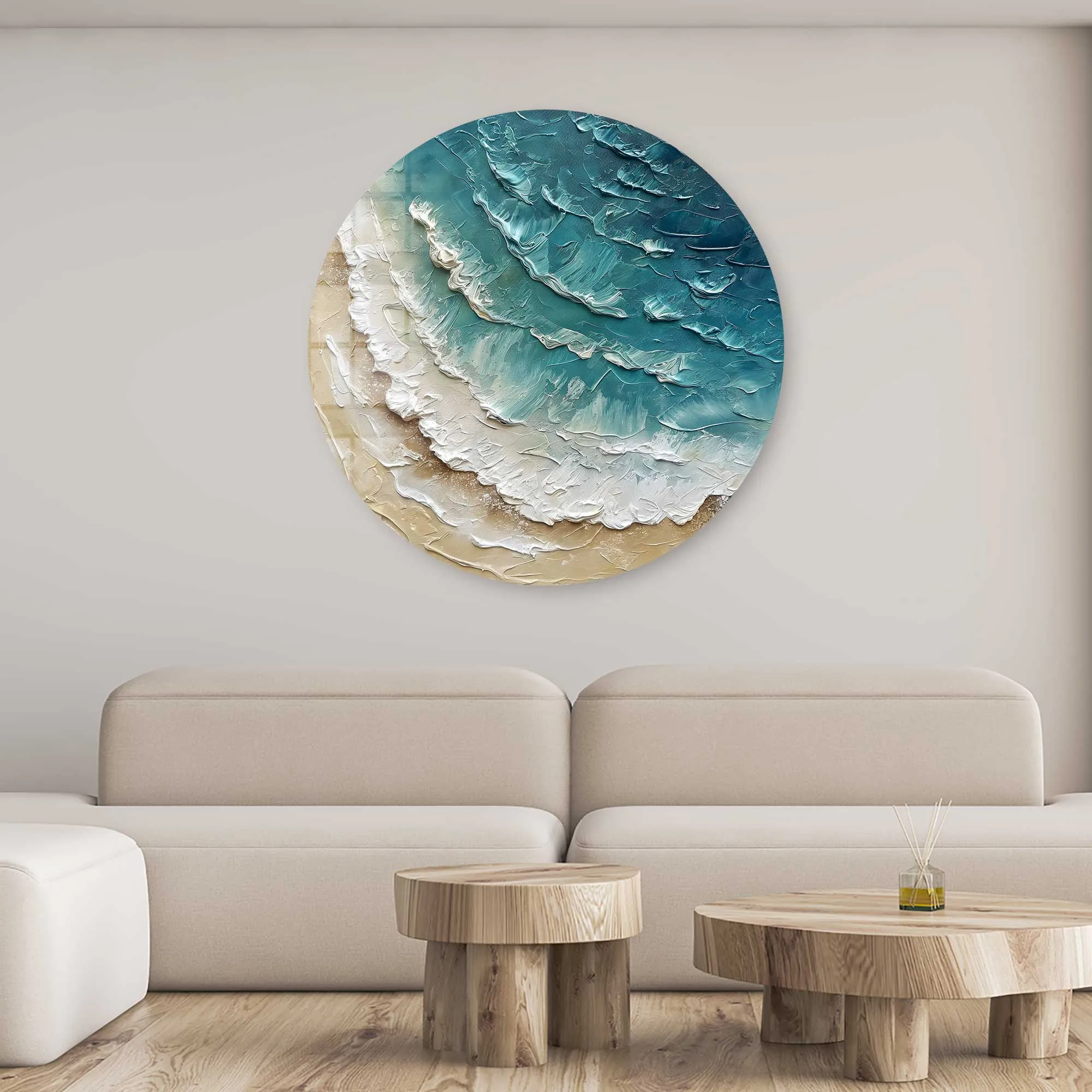 Painting Waves - Rounded Glass Wall Art