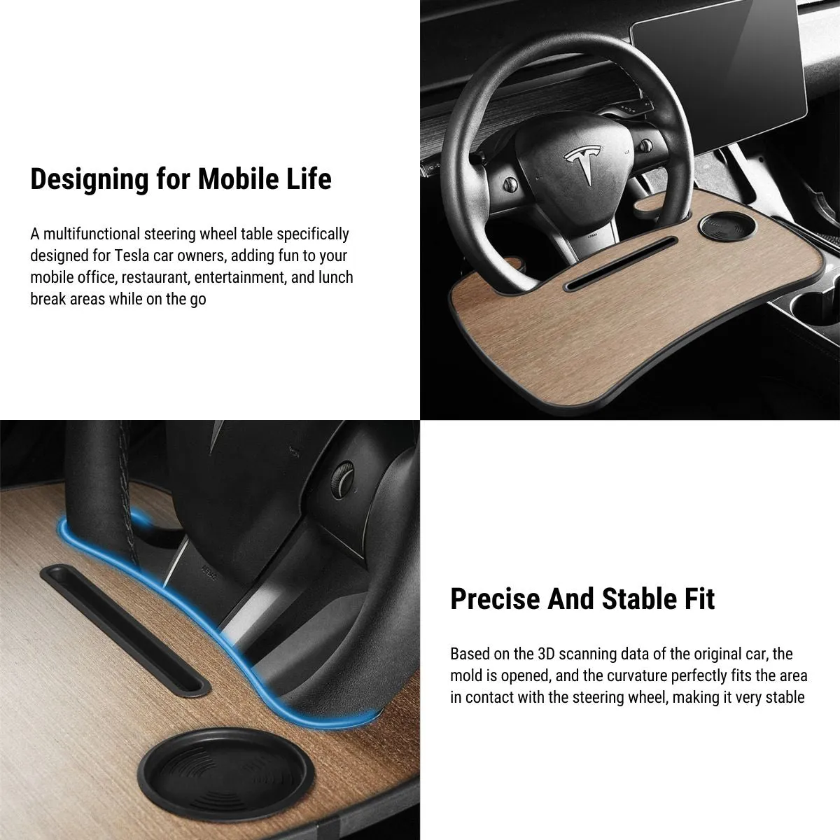 Round Steering Wheel Tray for Tesla Model S/3/X/Y