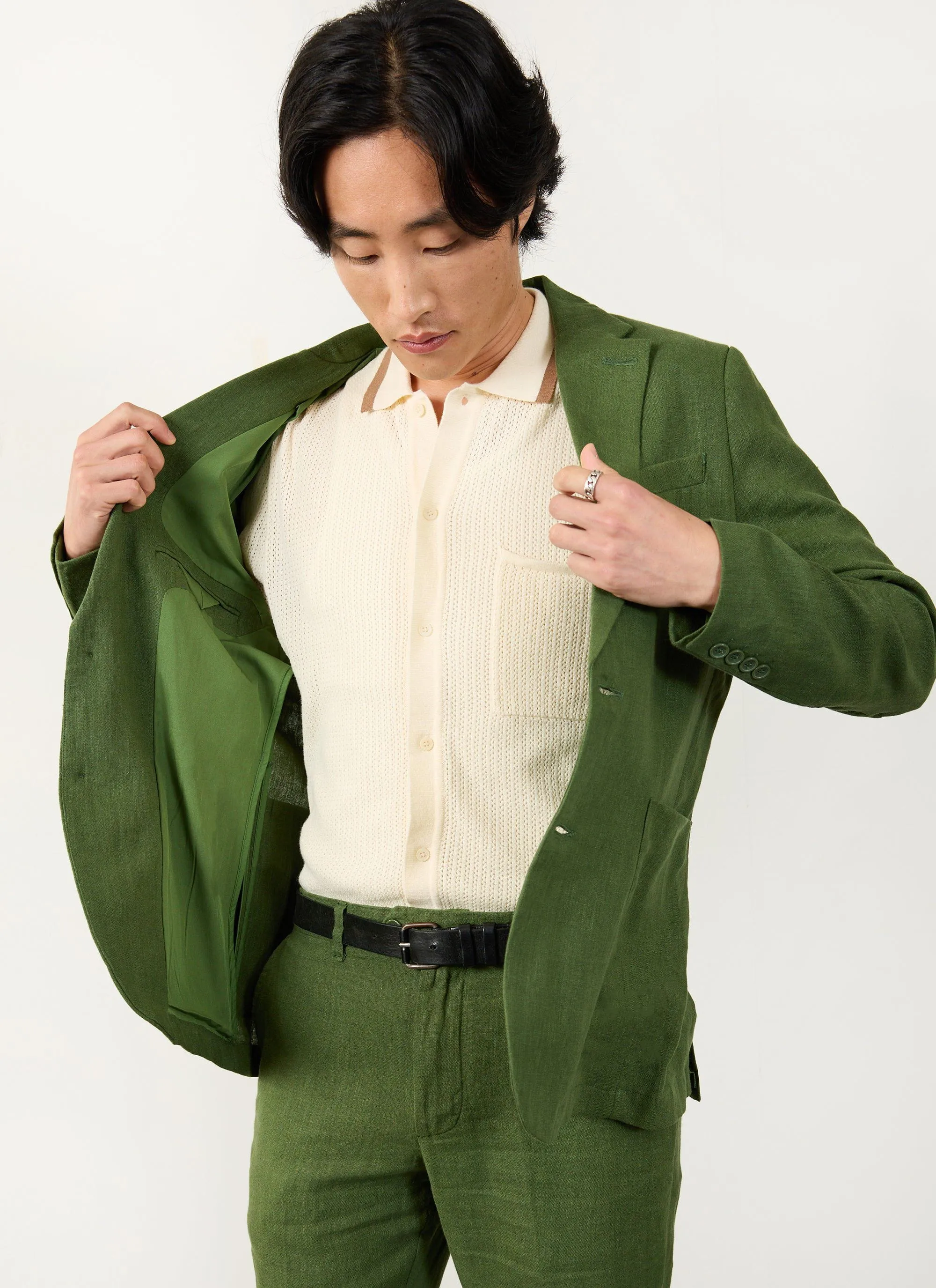 Tailored Linen Blazer | Forest