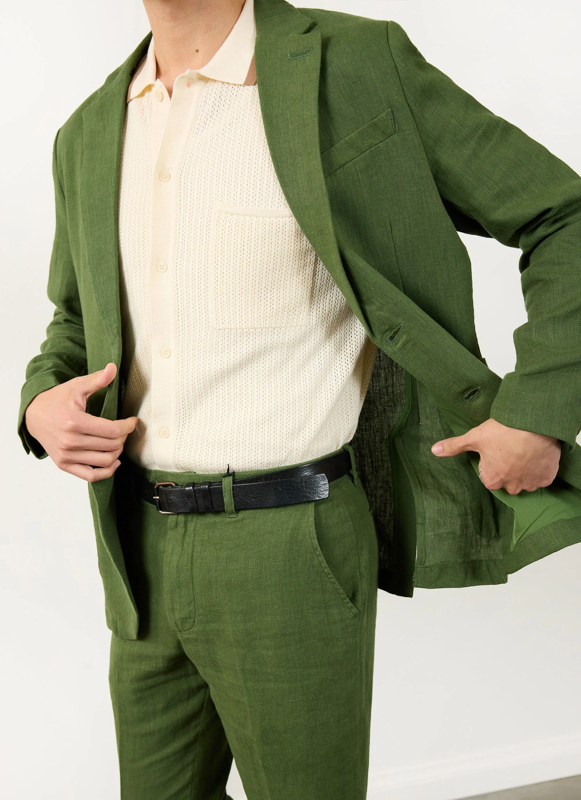 Tailored Linen Blazer | Forest