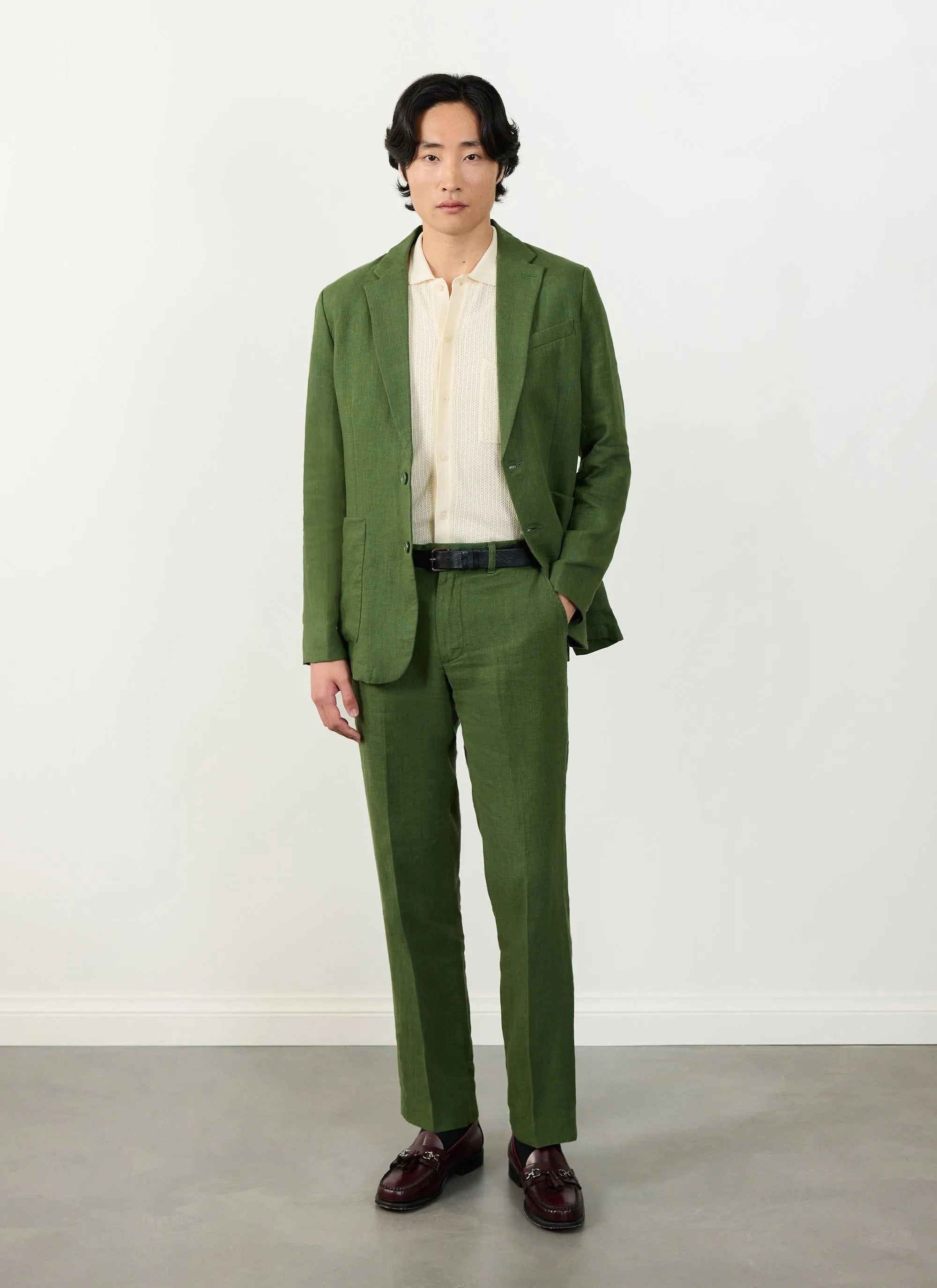 Tailored Linen Blazer | Forest