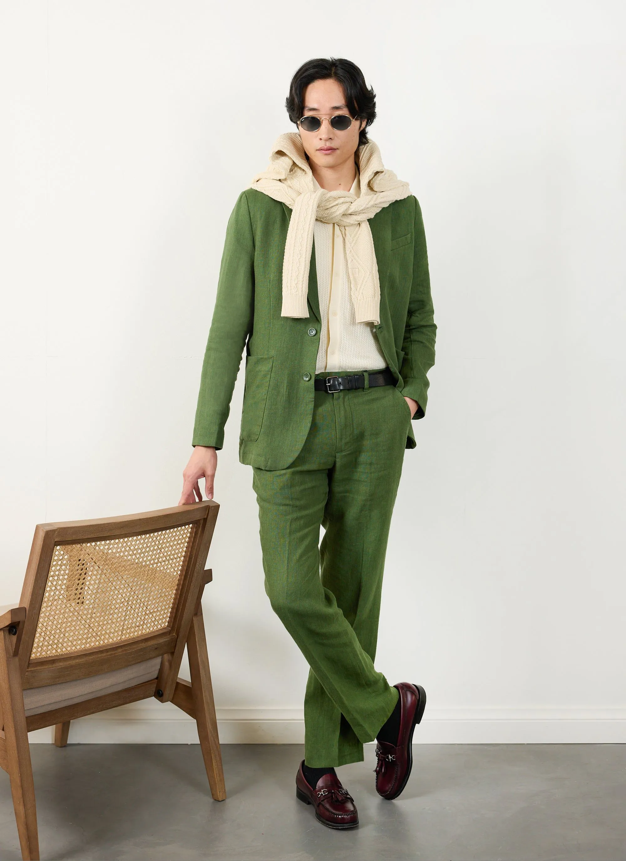 Tailored Linen Blazer | Forest