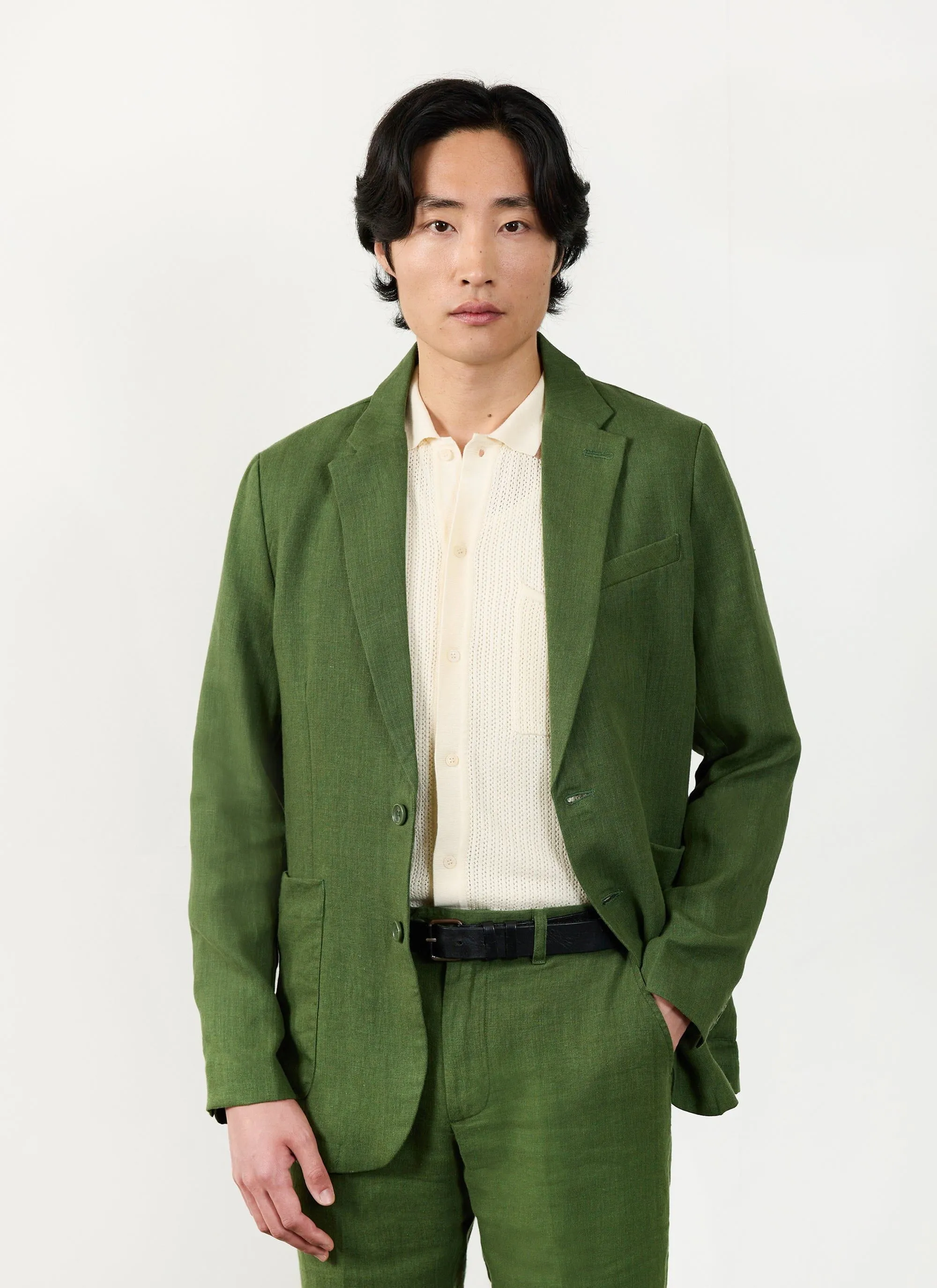 Tailored Linen Blazer | Forest