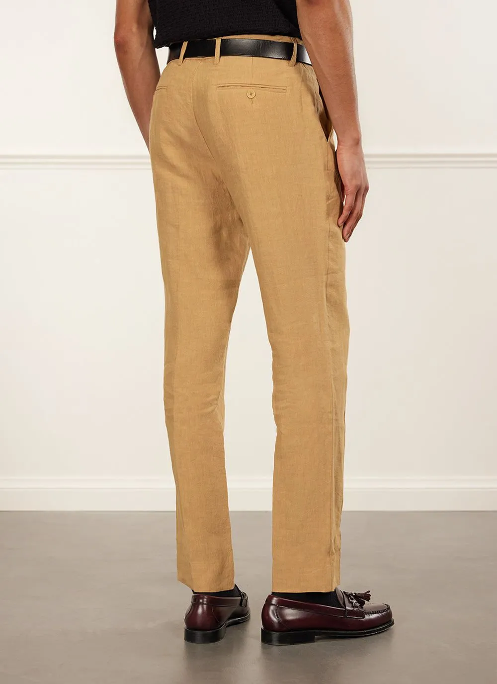 Tailored Linen Trousers | Camel