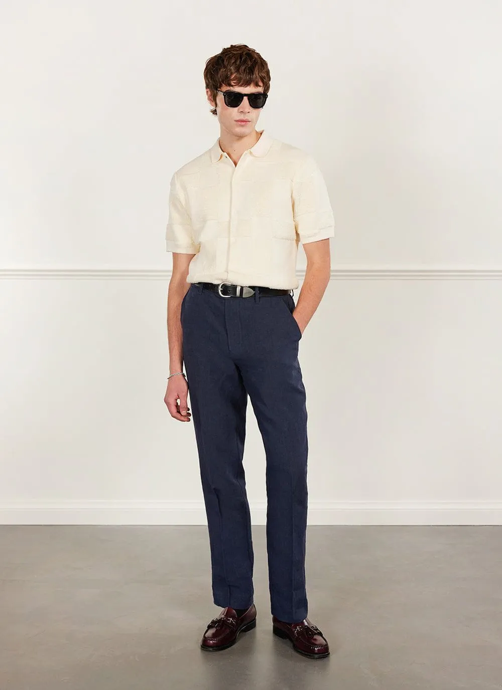 Tailored Linen Trousers | Navy