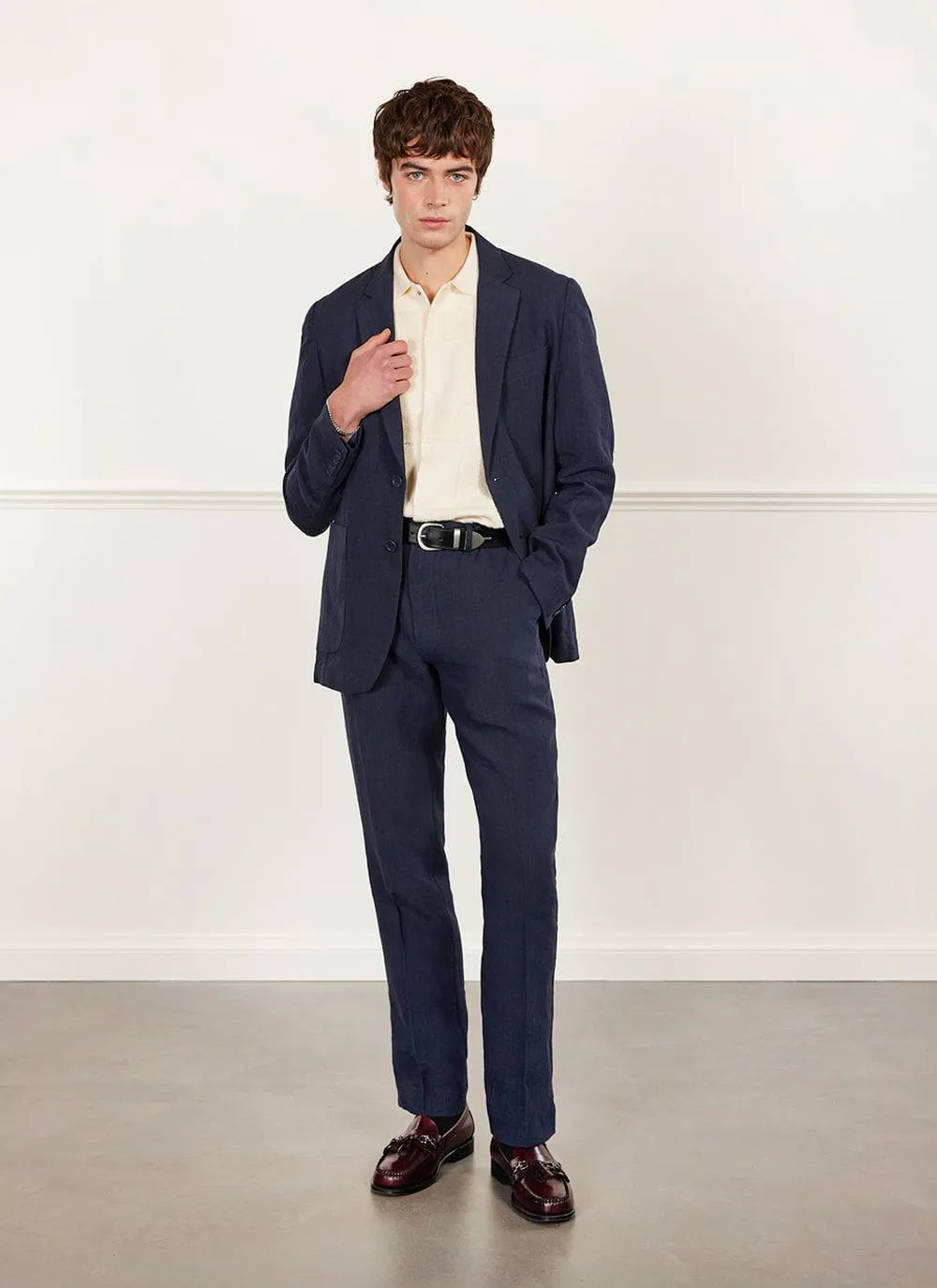 Tailored Linen Trousers | Navy