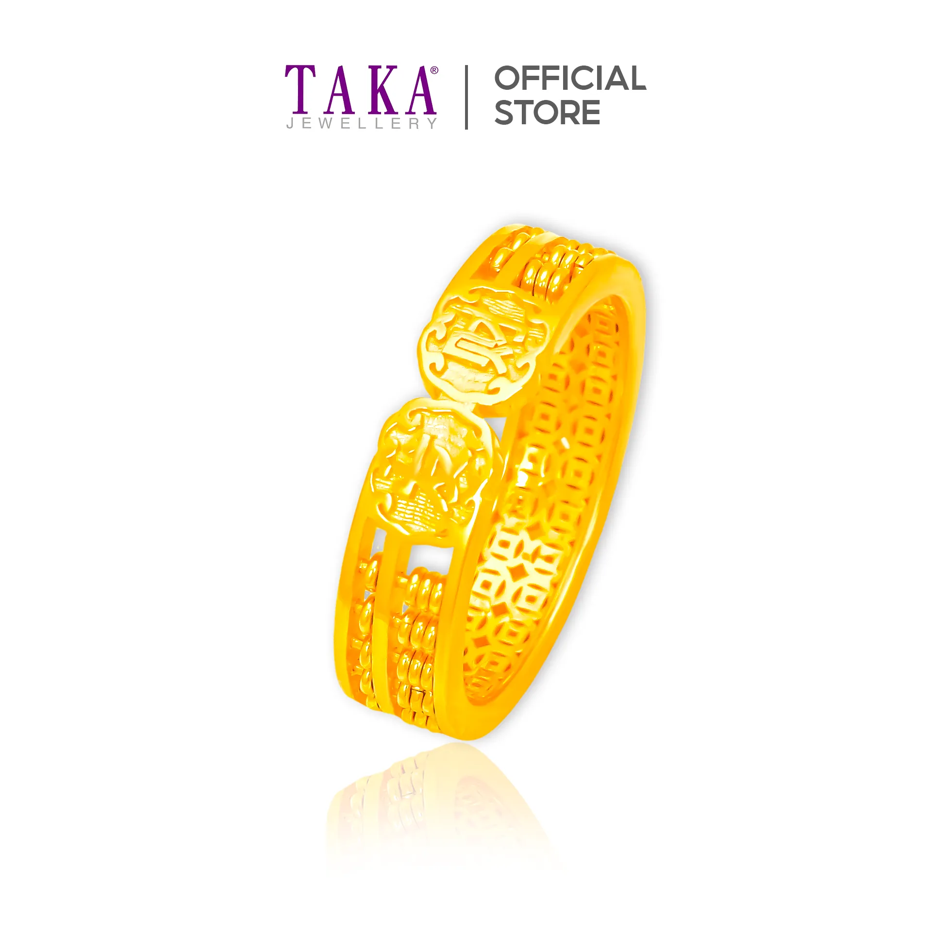 TAKA Jewellery 916 Gold Half Eternity Abacus Ring