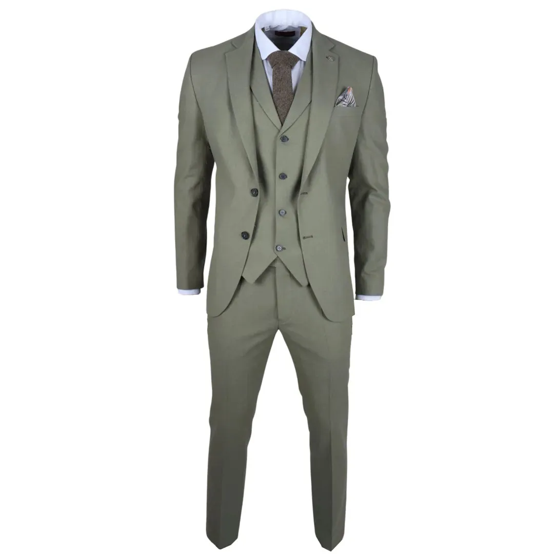 TP-22 - Men's Sage 3 Piece Linen Summer Wedding Suit