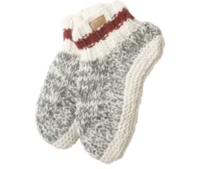 Wool Knit Slippers, Grey House Shoes, Cozy Fleece Lining, Canadian Styles Sippers